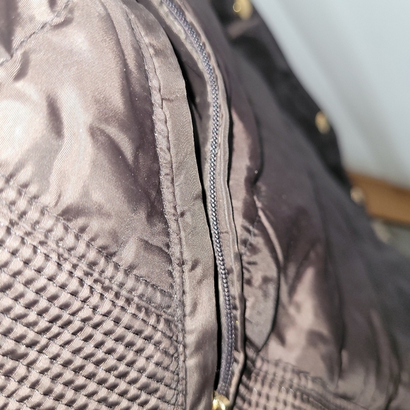 Michael Kors Petite Faux-Fur-Collar Zip Hooded Down Puffer Coat Dark Brown XL - Picture 5 of 6